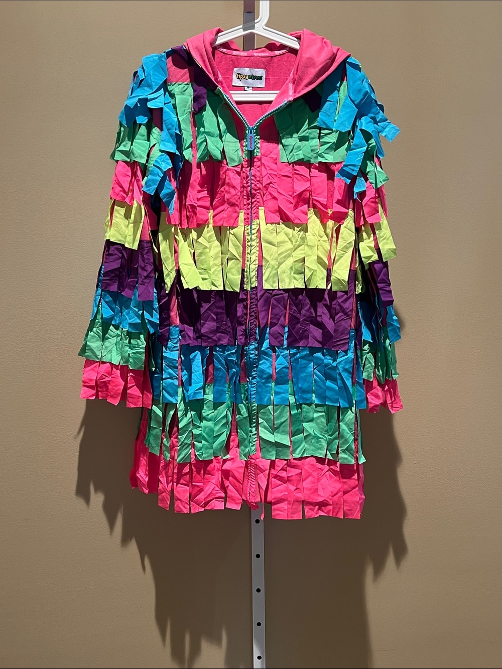 Tipsy Elves Kids Neon Fringe Hooded Jacket - Pink, Blue, Green, Purple, Yellow